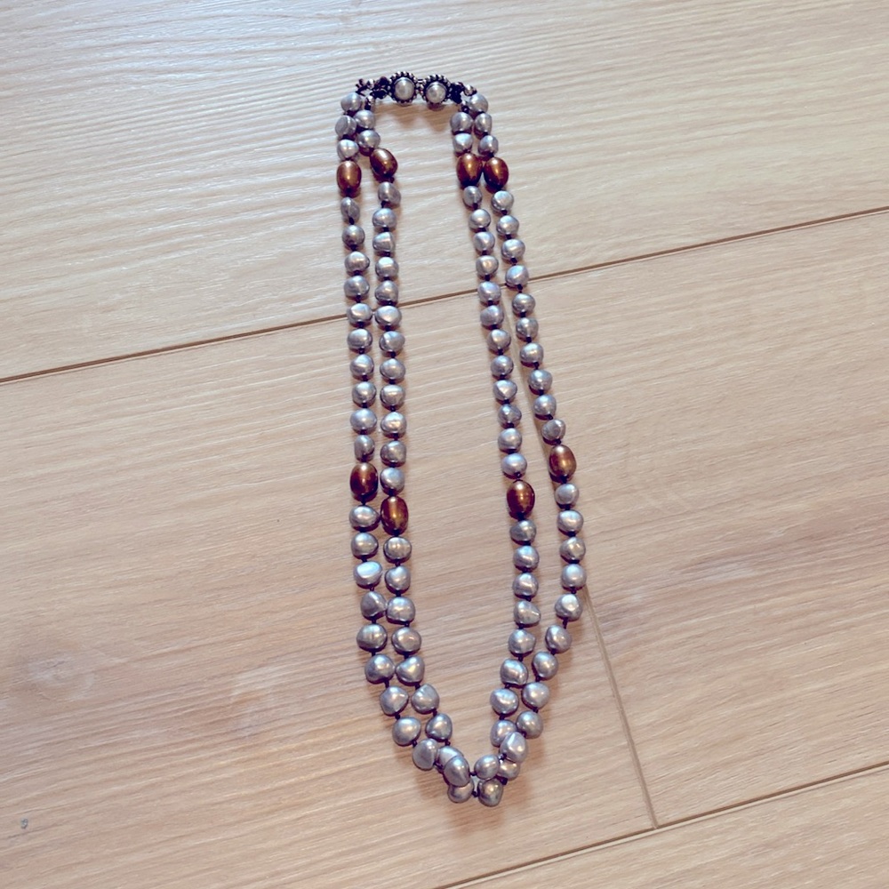 Pearl double strand necklace 925 sterling clasp